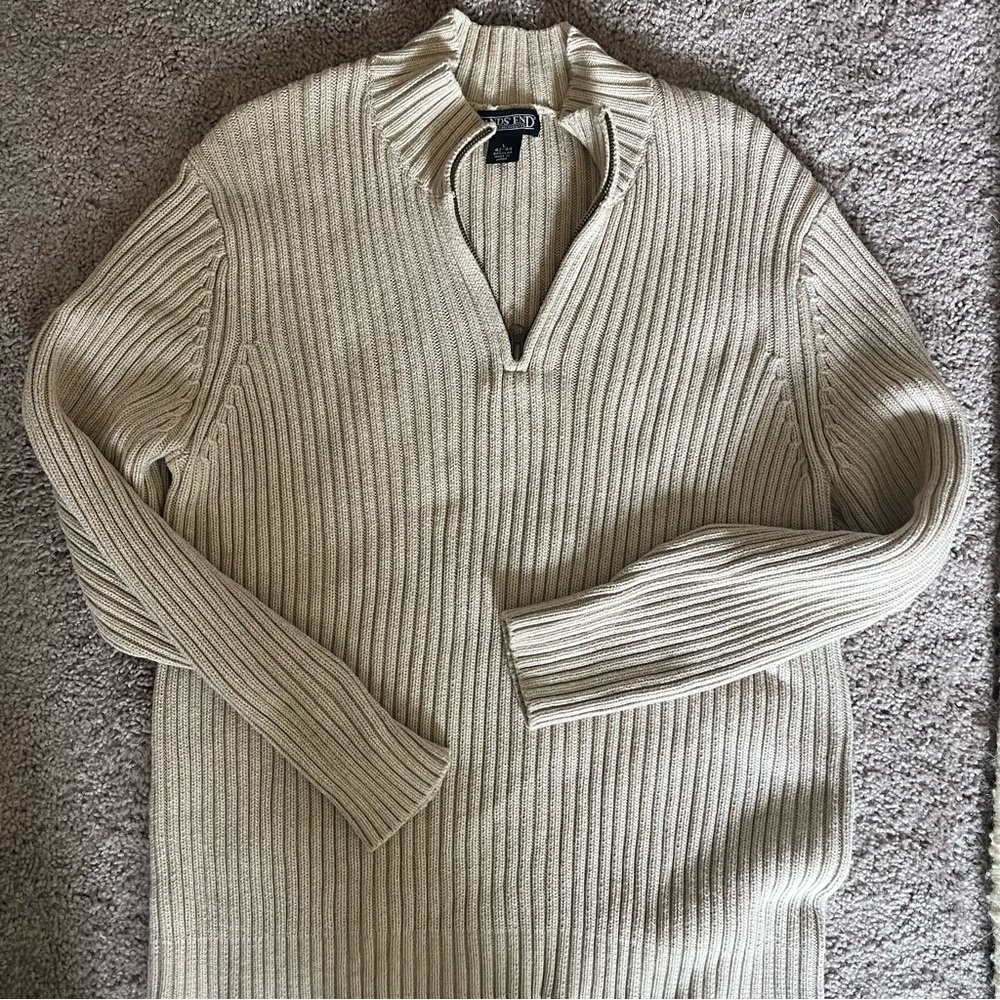 Lands’ End Mens Knit Quarter Zip Sweater